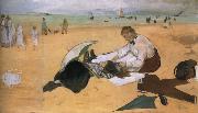 Edouard Manet On the beach,Boulogne-sur-Mer oil on canvas